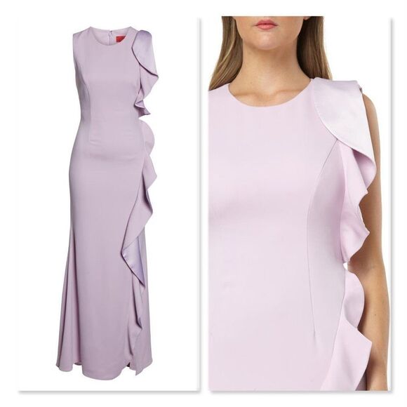 Carmen Marc Valvo Infusion Ruffle Gown sz 14 - Picture 3 of 14